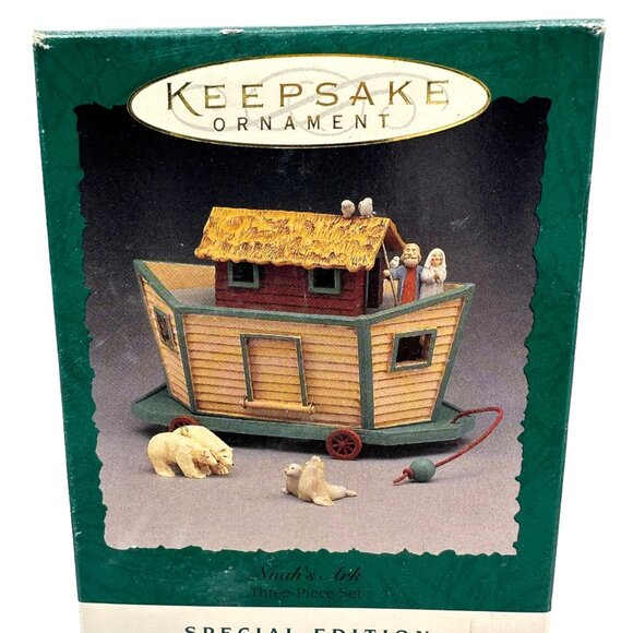 Hallmark Keepsake Ornament Noah's Ark Three Piece Set Special Edition Handcrafte - Picture 1 of 13